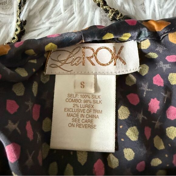 Y2K Vintage LaROK Boho Silk Floral A-line Mini Dress Size S - Picture 8 of 8